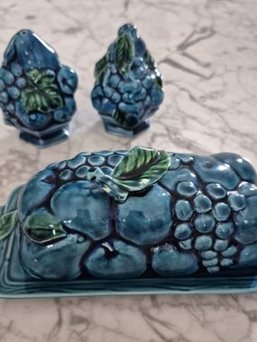 Vintage Inarco Butter Dish And Salt & Pepper Shakers